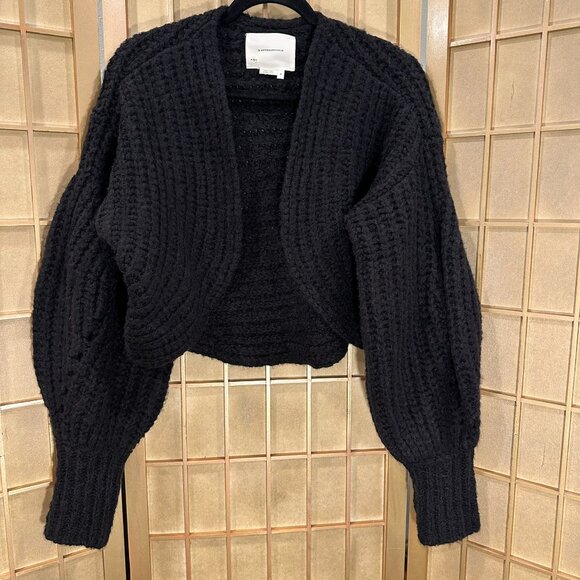 NWT Anthropologie Rae Cropped Open Cardigan Black Wool Alpaca Bolero - Picture 4 of 10